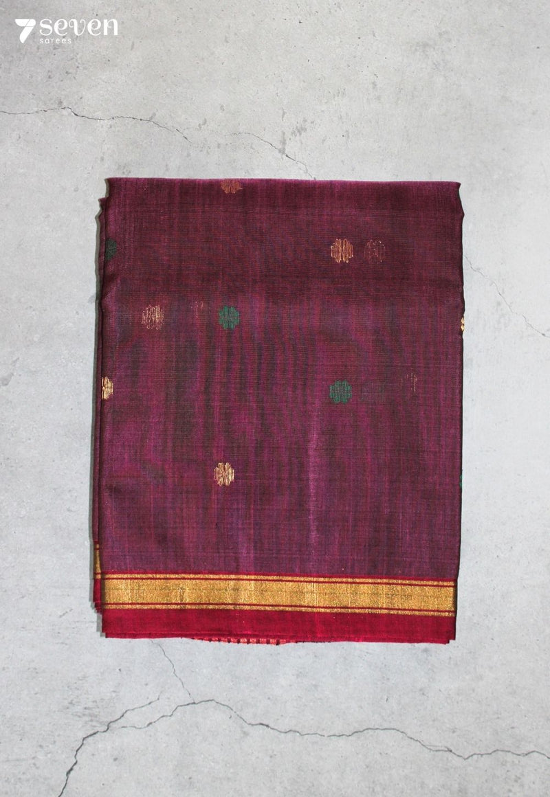 Nishera Chanderi Handloom Dark Pink Silk Cotton Saree - Seven Sarees - Seven Sarees