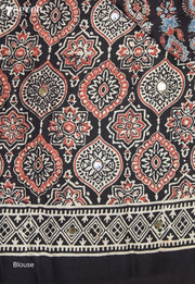 Nishkala Kutch Black Pure Handmade Ajrakh Modal with Handpasted Mirrors - view 4