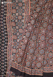 Nishkala Kutch Black Pure Handmade Ajrakh Modal with Handpasted Mirrors - view 1