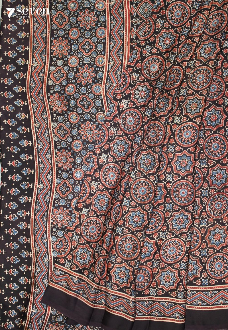 Nishkala Kutch Black Pure Handmade Ajrakh Modal with Handpasted Mirrors - view 1