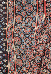 Nishkala Kutch Black Pure Handmade Ajrakh Modal with Handpasted Mirrors - view 3