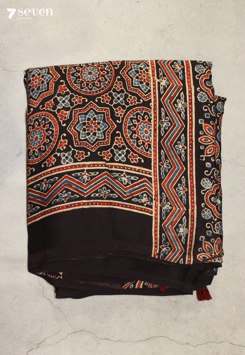 Nishkala Kutch Black Pure Handmade Ajrakh Modal with Handpasted Mirrors - view 2