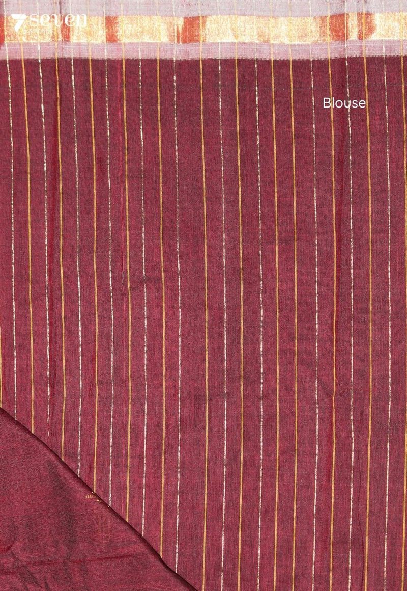 Nishmita Signature Seven Handloom Maroon Bangalore Pure Cotton Saree - view 4