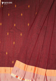 Nishmita Signature Seven Handloom Maroon Bangalore Pure Cotton Saree - view 1