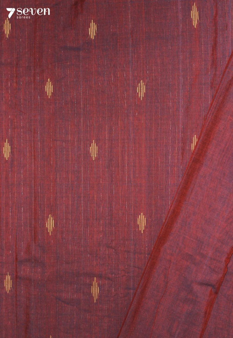 Nishmita Signature Seven Handloom Maroon Bangalore Pure Cotton Saree - view 3