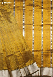 Nivartha Mangalagiri Handloom Mustard Silk Cotton Checked Saree - Seven Sarees - Saree - Seven Sarees