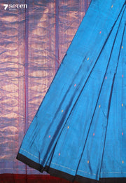 Niveli Signature Seven Handloom Blue Bangalore Pure Cotton Saree - Seven Sarees - Saree - Seven Sarees