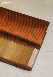 Nivyara Mangalagiri Handloom Mustard Silk Cotton Checked Saree - Seven Sarees - Saree - Seven Sarees