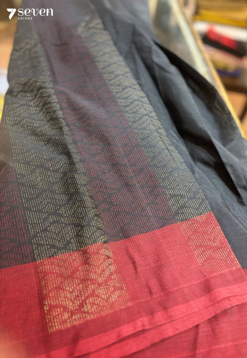 Nyra Signature Seven Handloom Black Bangalore Pure Cotton Saree - Seven Sarees - Saree - Seven Sarees