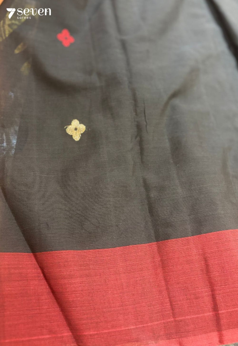 Nyra Signature Seven Handloom Black Bangalore Pure Cotton Saree - Seven Sarees - Saree - Seven Sarees