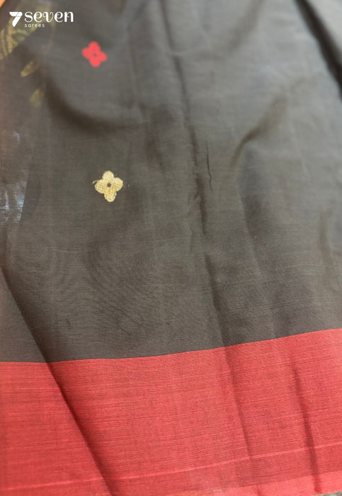 Nyra Signature Seven Handloom Black Bangalore Pure Cotton Saree - Seven Sarees - Saree - Seven Sarees