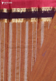 Ojaswini Signature Seven Handloom Orange-Brown Bangalore Pure Cotton Saree - Seven Sarees - Saree - Seven Sarees