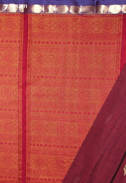 Ojasya Signature Seven Handloom Maroon Bangalore Pure Cotton Saree - Seven Sarees - Saree - Seven Sarees