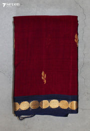 Ojasya Signature Seven Handloom Maroon Bangalore Pure Cotton Saree - Seven Sarees - Saree - Seven Sarees
