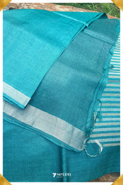 Oleander Chattisgarh Blue Pure Kosa Silk Saree|Silk Mark Certified - Seven Sarees - Saree - Seven Sarees