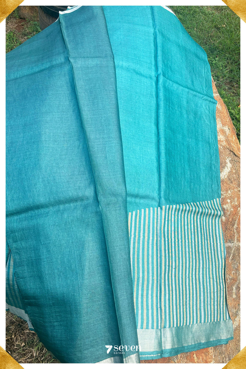Oleander Chattisgarh Blue Pure Kosa Silk Saree|Silk Mark Certified - Seven Sarees - Saree - Seven Sarees