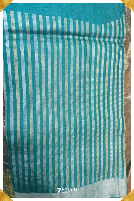 Oleander Chattisgarh Blue Pure Kosa Silk Saree|Silk Mark Certified - Seven Sarees - Saree - Seven Sarees