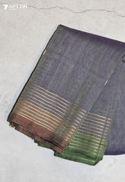Olivara Signature Seven Handloom Blue Bangalore Pure Cotton Saree - Seven Sarees - Saree - Seven Sarees