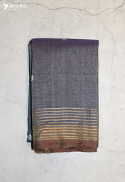 Olivara Signature Seven Handloom Blue Bangalore Pure Cotton Saree - Seven Sarees - Saree - Seven Sarees