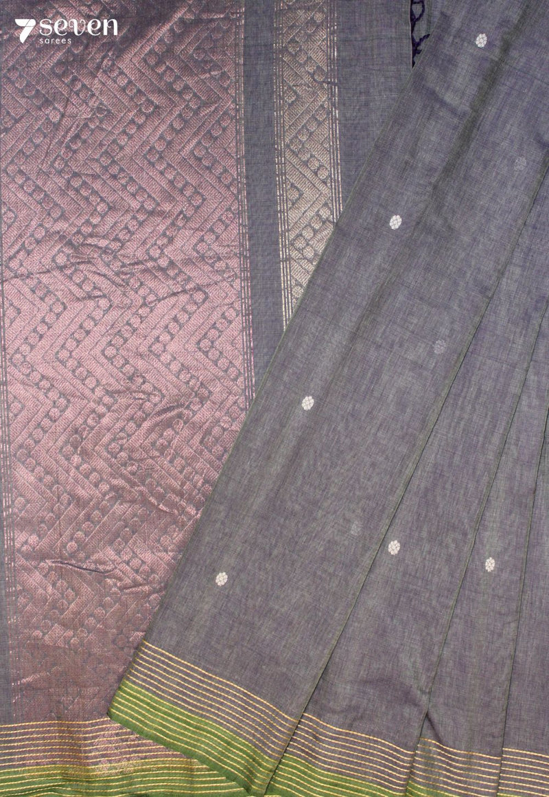 Olivara Signature Seven Handloom Blue Bangalore Pure Cotton Saree - Seven Sarees - Saree - Seven Sarees