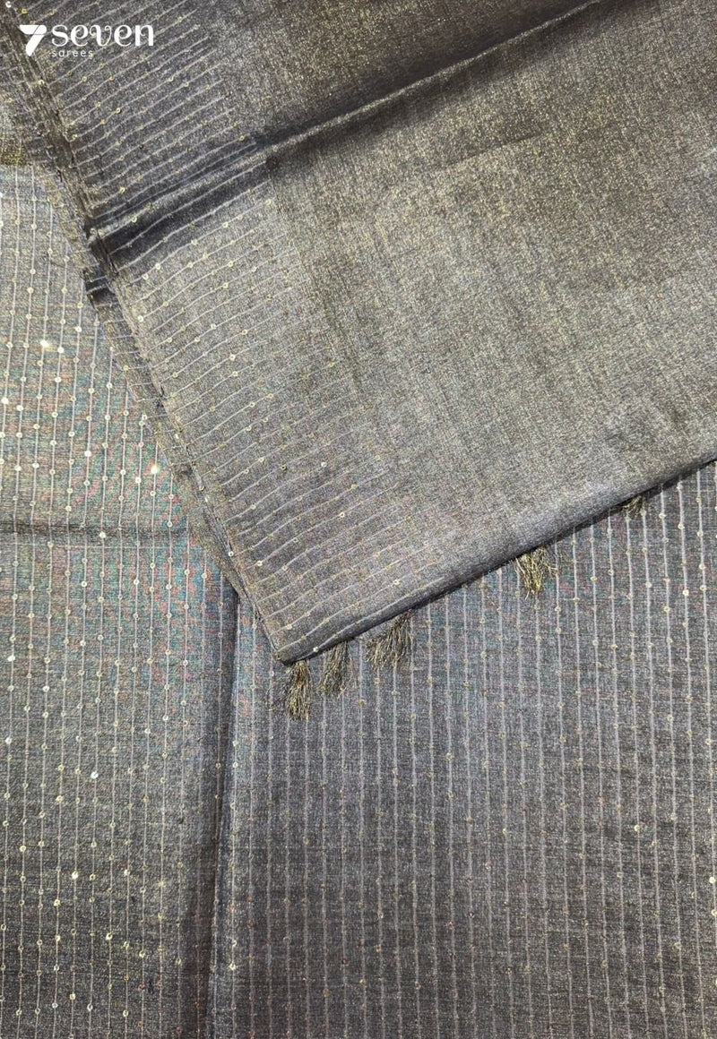 One in a million Chattisgarh Black Pure Tussar Silk Saree | Silk Mark Certified - Seven Sarees - Saree - Seven Sarees