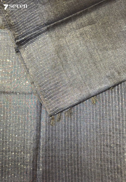 One in a million Chattisgarh Black Pure Tussar Silk Saree | Silk Mark Certified - Seven Sarees - Saree - Seven Sarees