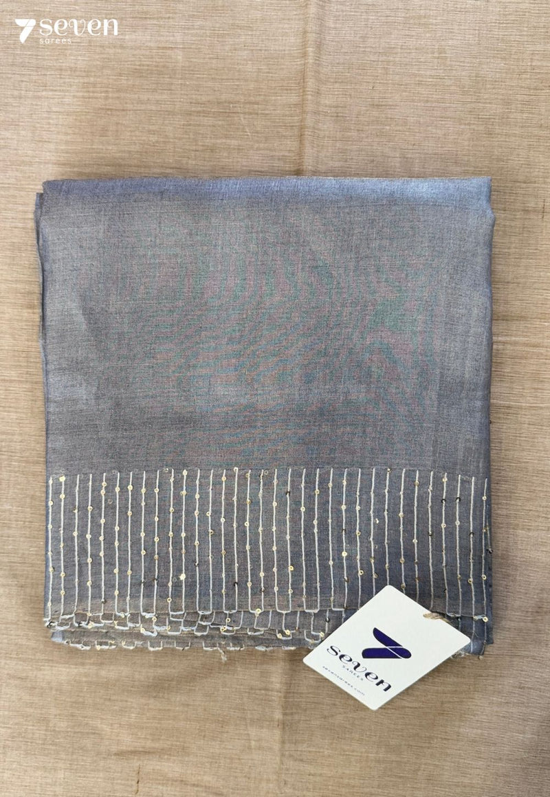 One in a million Chattisgarh Grey Pure Tussar Silk Saree|Silk Mark Certified - Seven Sarees - Seven Sarees