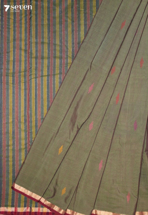 Ooravi Signature Seven Handloom Blue Bangalore Pure Cotton Saree - Seven Sarees - Saree - Seven Sarees