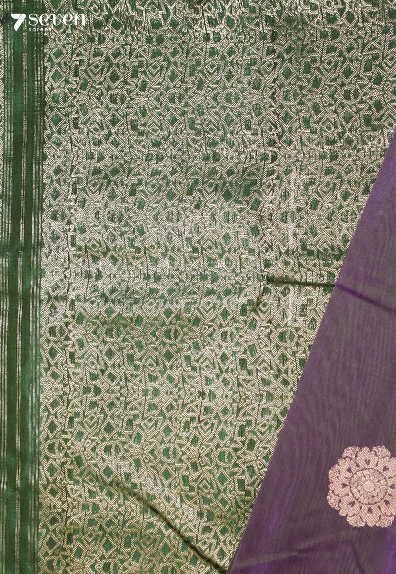 Oorika Signature Seven Handloom Purple Green Bangalore Pure Silk Cotton Saree - Seven Sarees - Saree - Seven Sarees