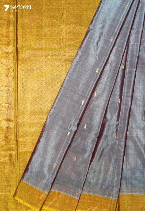 Oorisha Signature Seven Handloom Grey Bangalore Pure Silk Cotton Saree - Seven Sarees - Saree - Seven Sarees