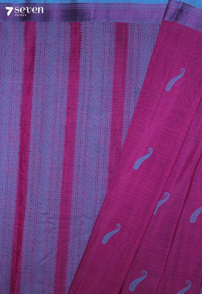 Oorvitha Signature Seven Handloom Pink Bangalore Pure Cotton Saree - Seven Sarees - Saree - Seven Sarees