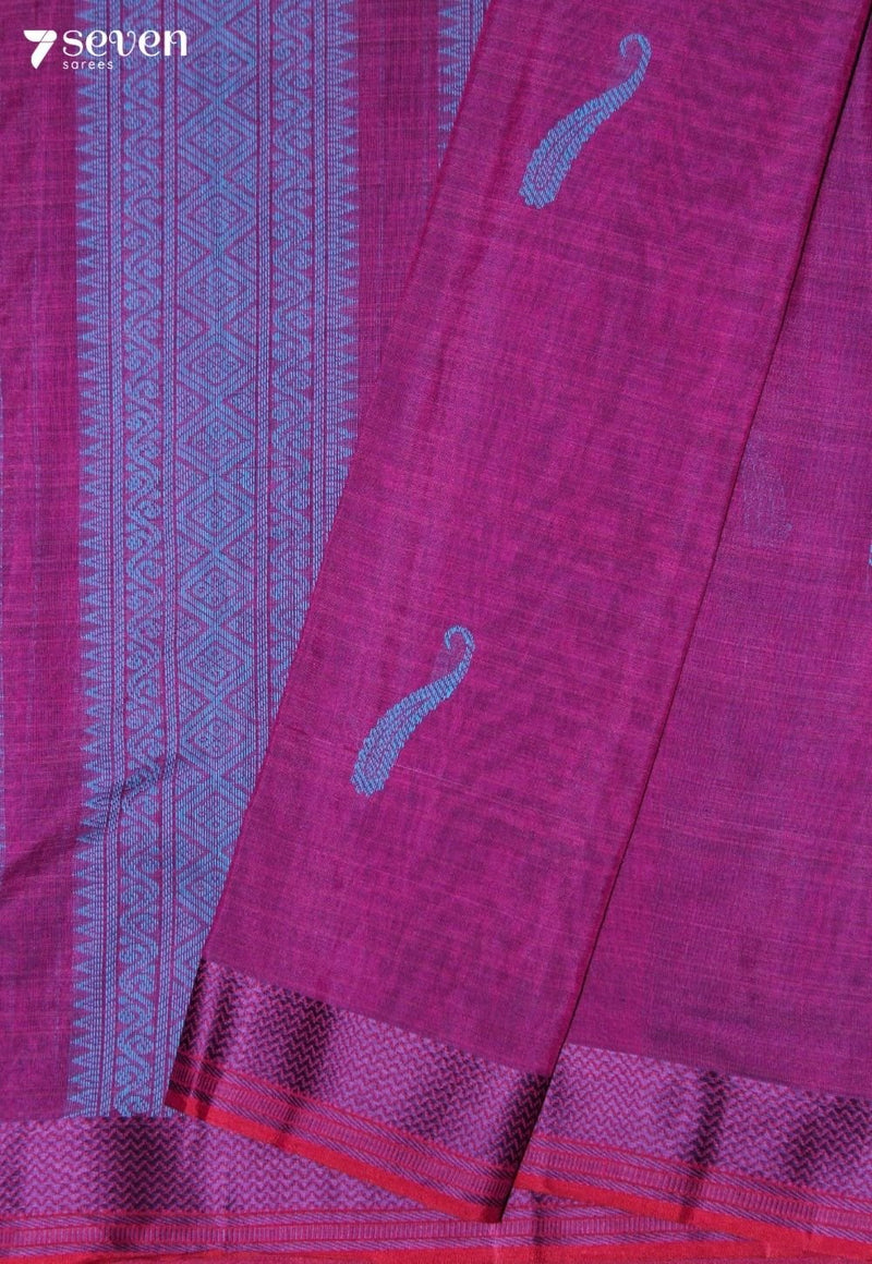 Oorvitha Signature Seven Handloom Pink Bangalore Pure Cotton Saree - Seven Sarees - Saree - Seven Sarees