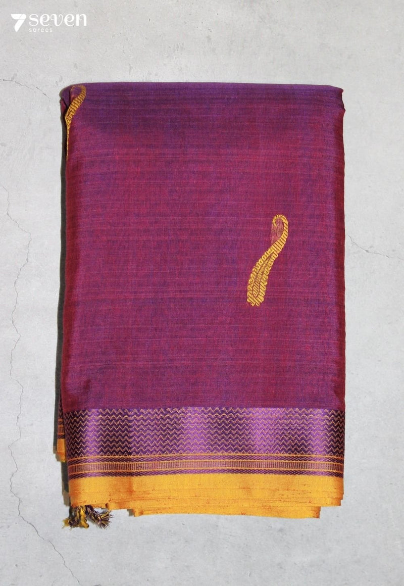 Oorvitha Signature Seven Handloom Purple Bangalore Pure Cotton Saree - Seven Sarees - Saree - Seven Sarees