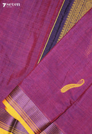 Oorvitha Signature Seven Handloom Purple Bangalore Pure Cotton Saree - Seven Sarees - Saree - Seven Sarees