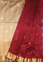 Paaranthi Maheshwari Handloom Maroon Silk Cotton Saree - Seven Sarees - Seven Sarees