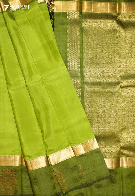 Paarvama Signature Seven Handloom Green Bangalore Pure Silk Saree|Silk Mark Certified - Seven Sarees - Saree - Seven Sarees