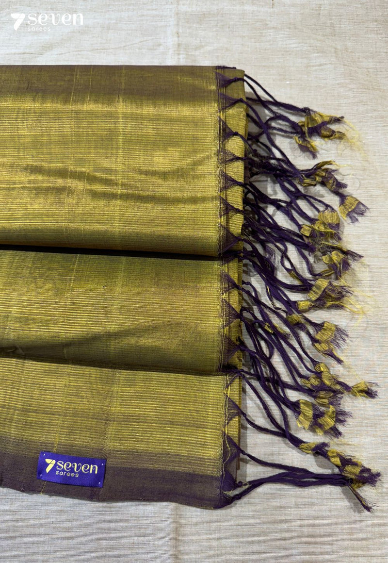 Paccha Mangalagiri Handloom Green Vegan Silk Saree - Seven Sarees - Saree - Seven Sarees