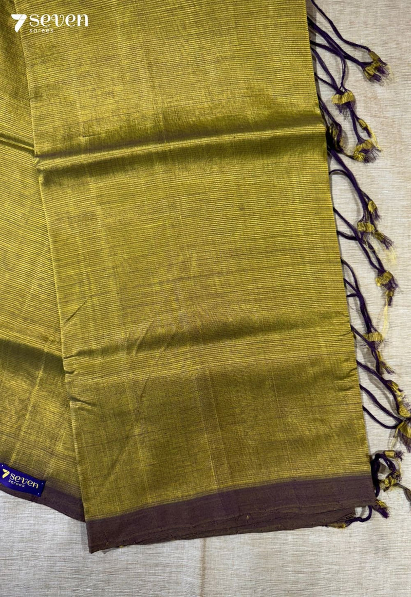 Paccha Mangalagiri Handloom Green Vegan Silk Saree - Seven Sarees - Saree - Seven Sarees
