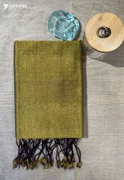 Paccha Mangalagiri Handloom Green Vegan Silk Saree - Seven Sarees - Saree - Seven Sarees