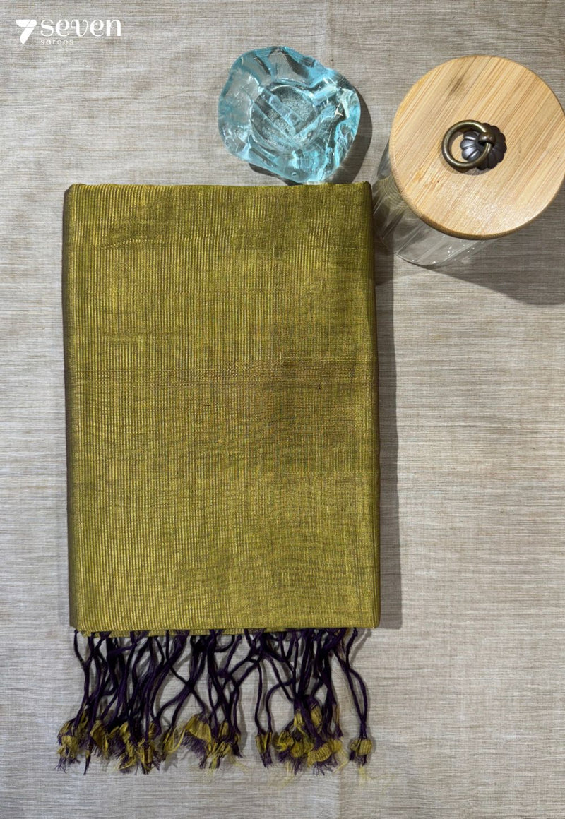 Paccha Mangalagiri Handloom Green Vegan Silk Saree - Seven Sarees - Saree - Seven Sarees