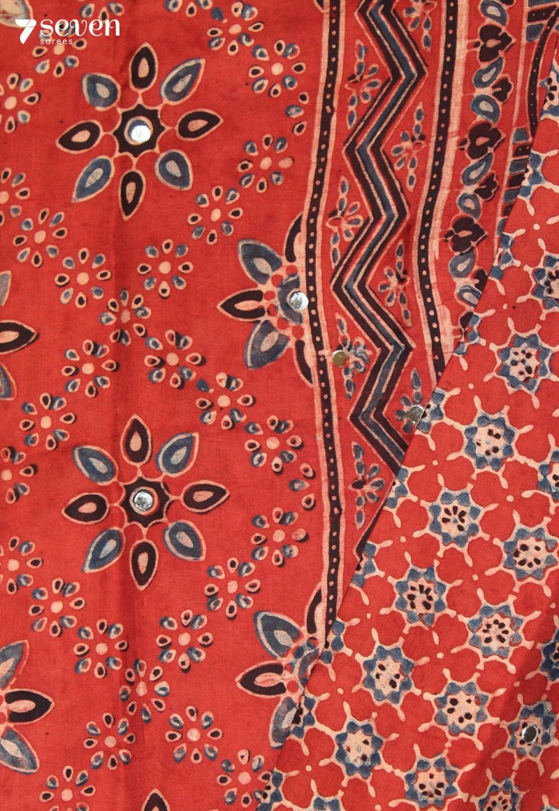 Padmalaya Kutch Red Pure Handmade Ajrakh Modal with Handpasted Mirrors - view 3
