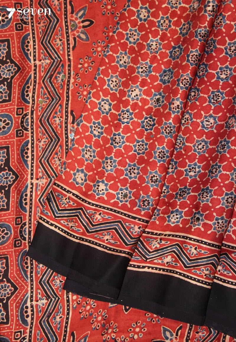 Padmalaya Kutch Red Pure Handmade Ajrakh Modal with Handpasted Mirrors - view 5