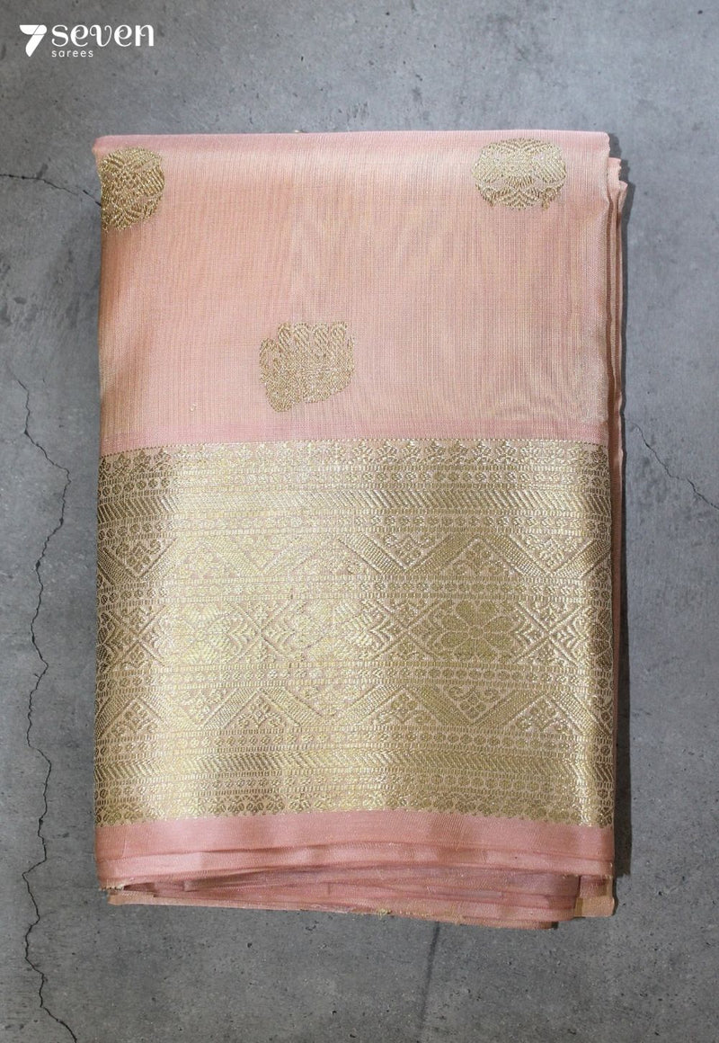 Padmika Handloom Venkatagiri Pattu 100% Silk Pastel Pink Saree | Silk Mark Certified - Seven Sarees - Seven Sarees