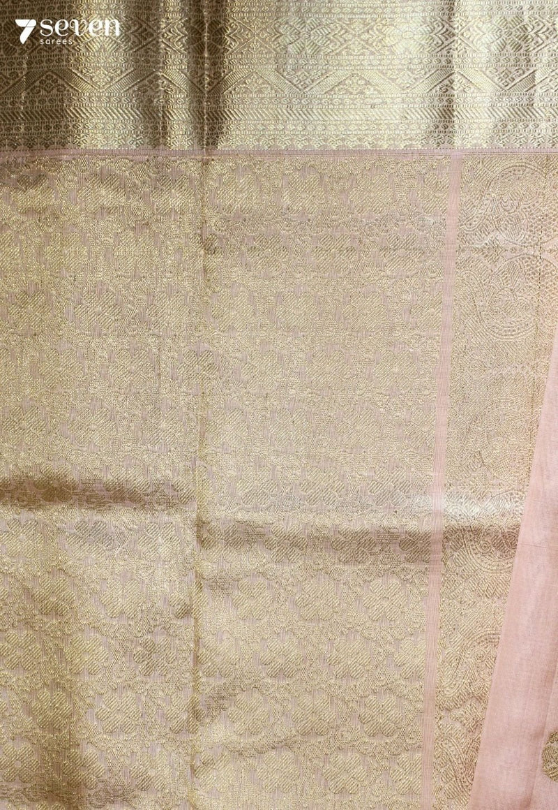 Padmika Handloom Venkatagiri Pattu 100% Silk Pastel Pink Saree | Silk Mark Certified - Seven Sarees - Seven Sarees