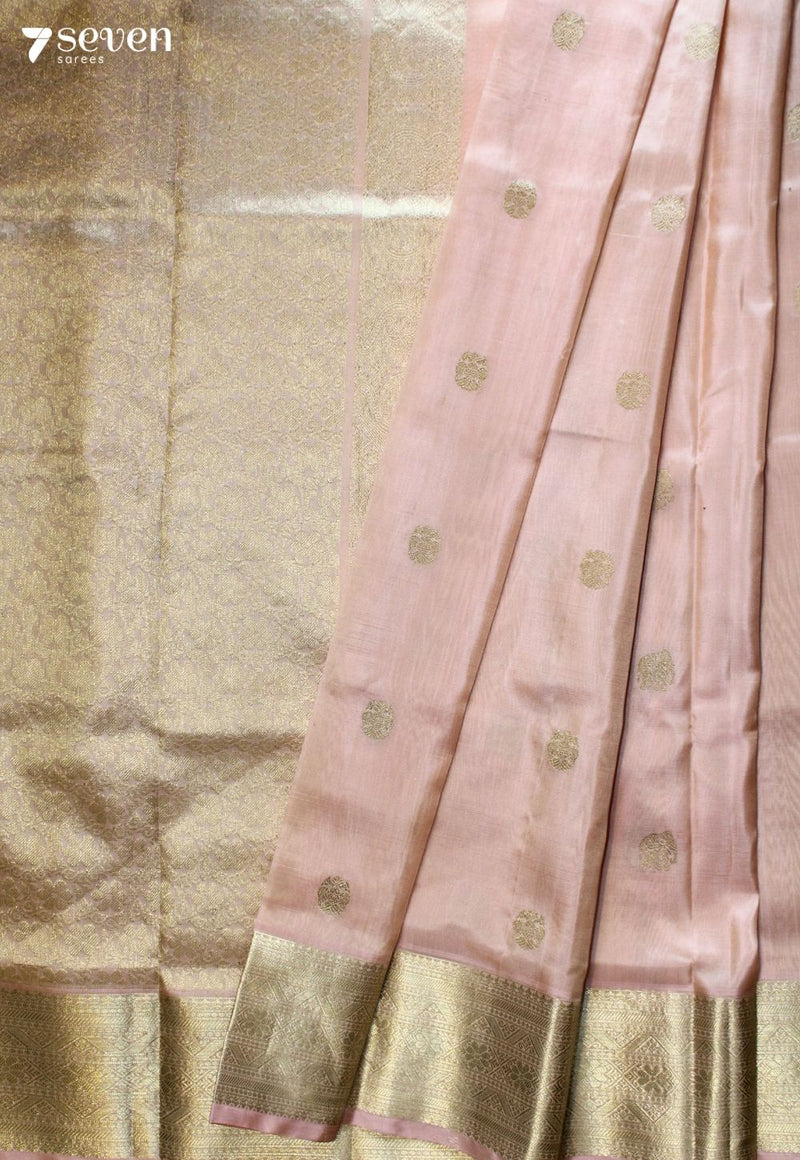 Padmika Handloom Venkatagiri Pattu 100% Silk Pastel Pink Saree | Silk Mark Certified - Seven Sarees - Seven Sarees