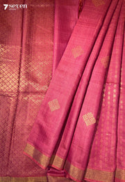 Paisley Chattisgarh Pink Pure Tussar Silk Saree | Silk Mark Certified - Seven Sarees - Saree - Seven Sarees