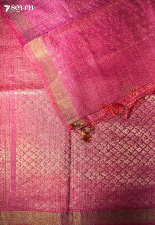 Paisley Chattisgarh Pink Pure Tussar Silk Saree | Silk Mark Certified - Seven Sarees - Saree - Seven Sarees