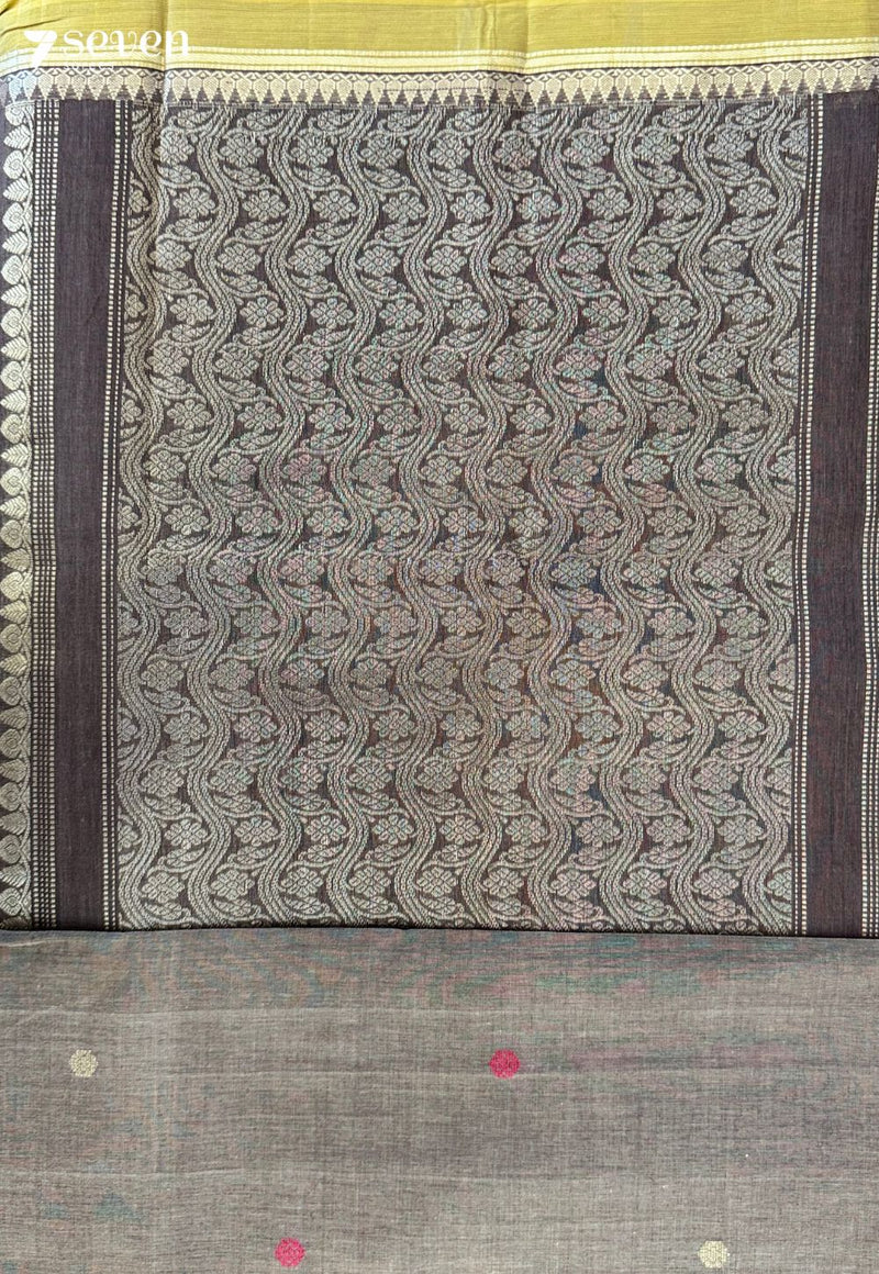 Palash Frost Seven Handloom Grey Bangalore Pure Cotton Saree - Seven Sarees - Saree - Seven Sarees