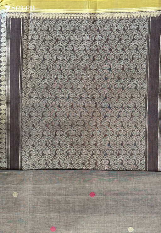 Palash Frost Seven Handloom Grey Bangalore Pure Cotton Saree - Seven Sarees - Saree - Seven Sarees