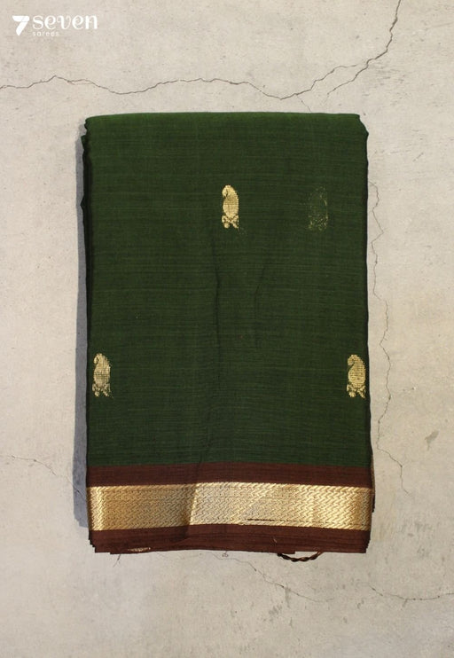 Pallanika Signature Seven Handloom Green Bangalore Pure Cotton Saree - Seven Sarees - Saree - Seven Sarees